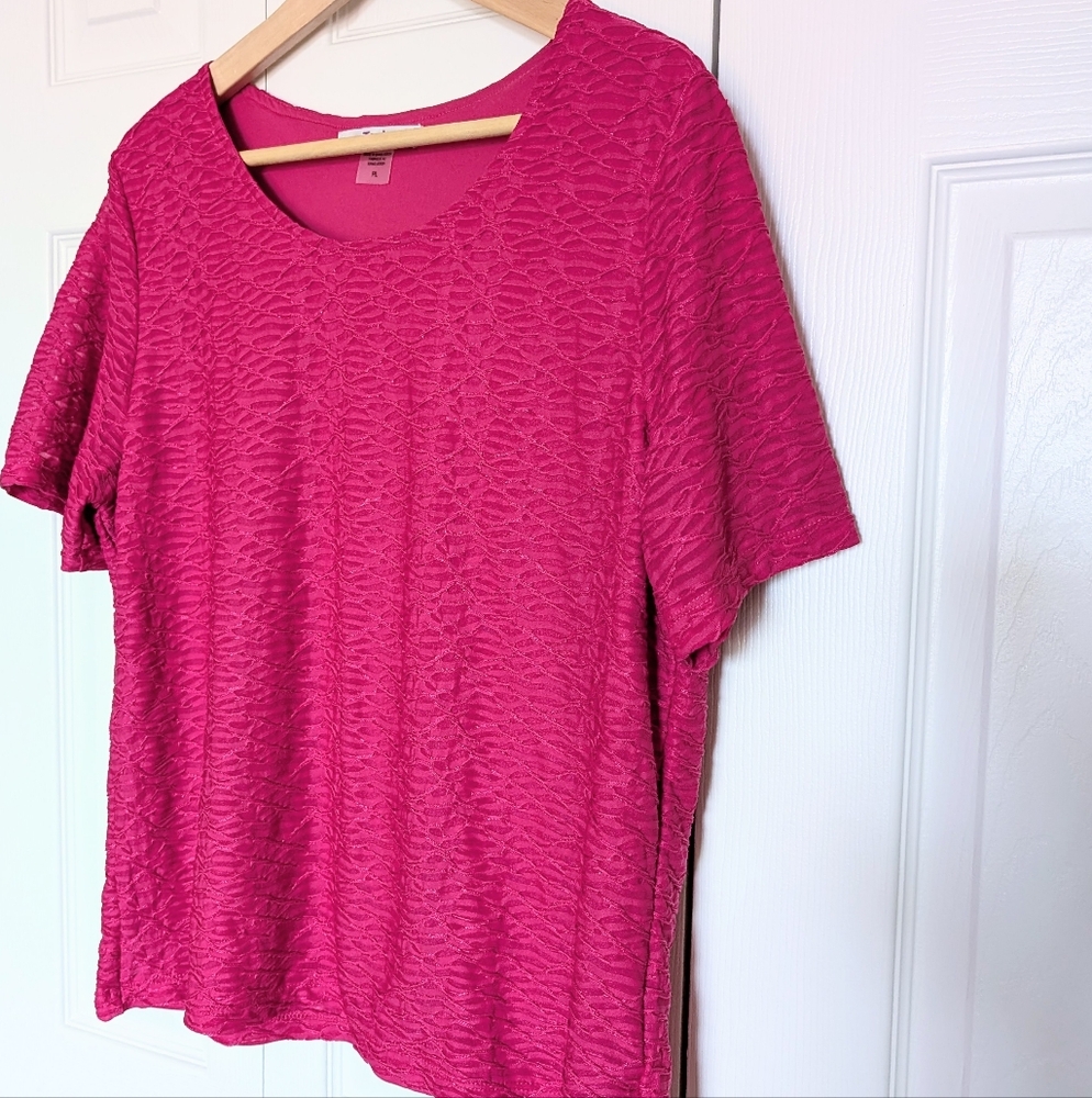 Vtg TanJay Pink Short Sleeve Office Blouse. Size LP.